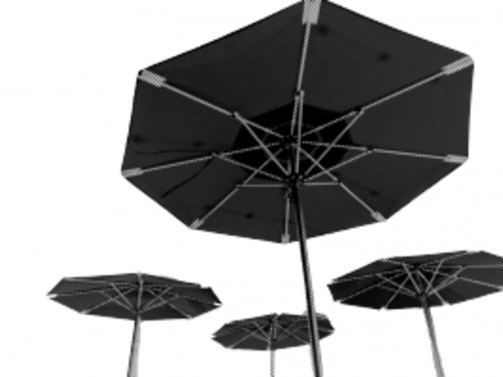 Vier Regenschirme schweben
