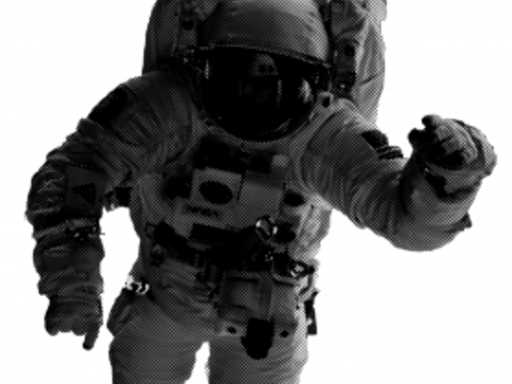 Schwarz weiß Foto eines Astronauten